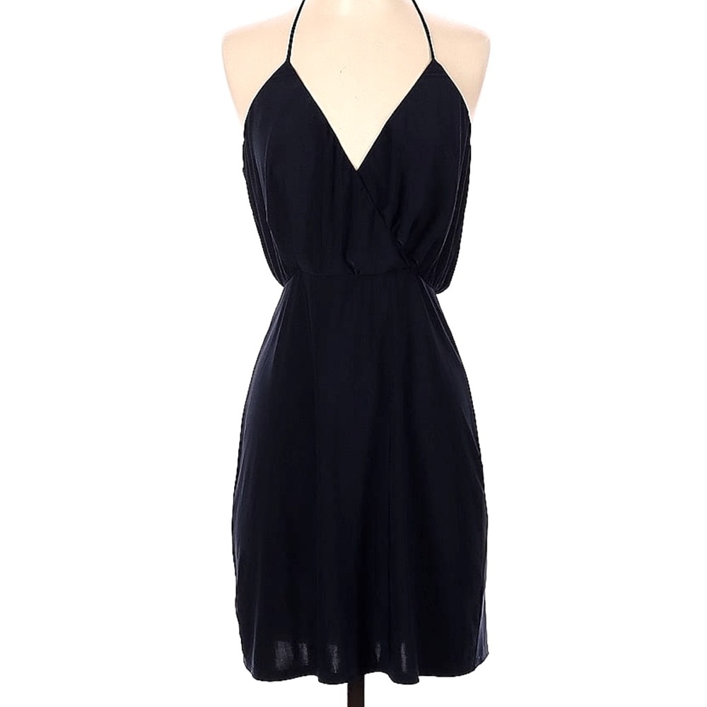 MISA Los Angeles Mini Navy Strappy Dress V-Neck